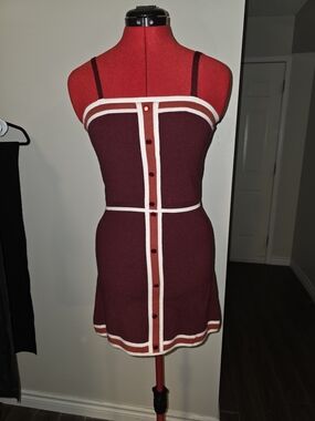Freshman Red and White Striped Button-Front Crop Tank And Skirt Outfit